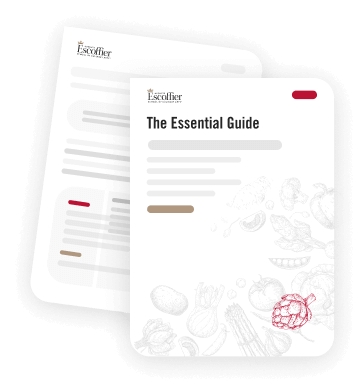 illustrated mockup of the escoffier essential guide cover & internal page